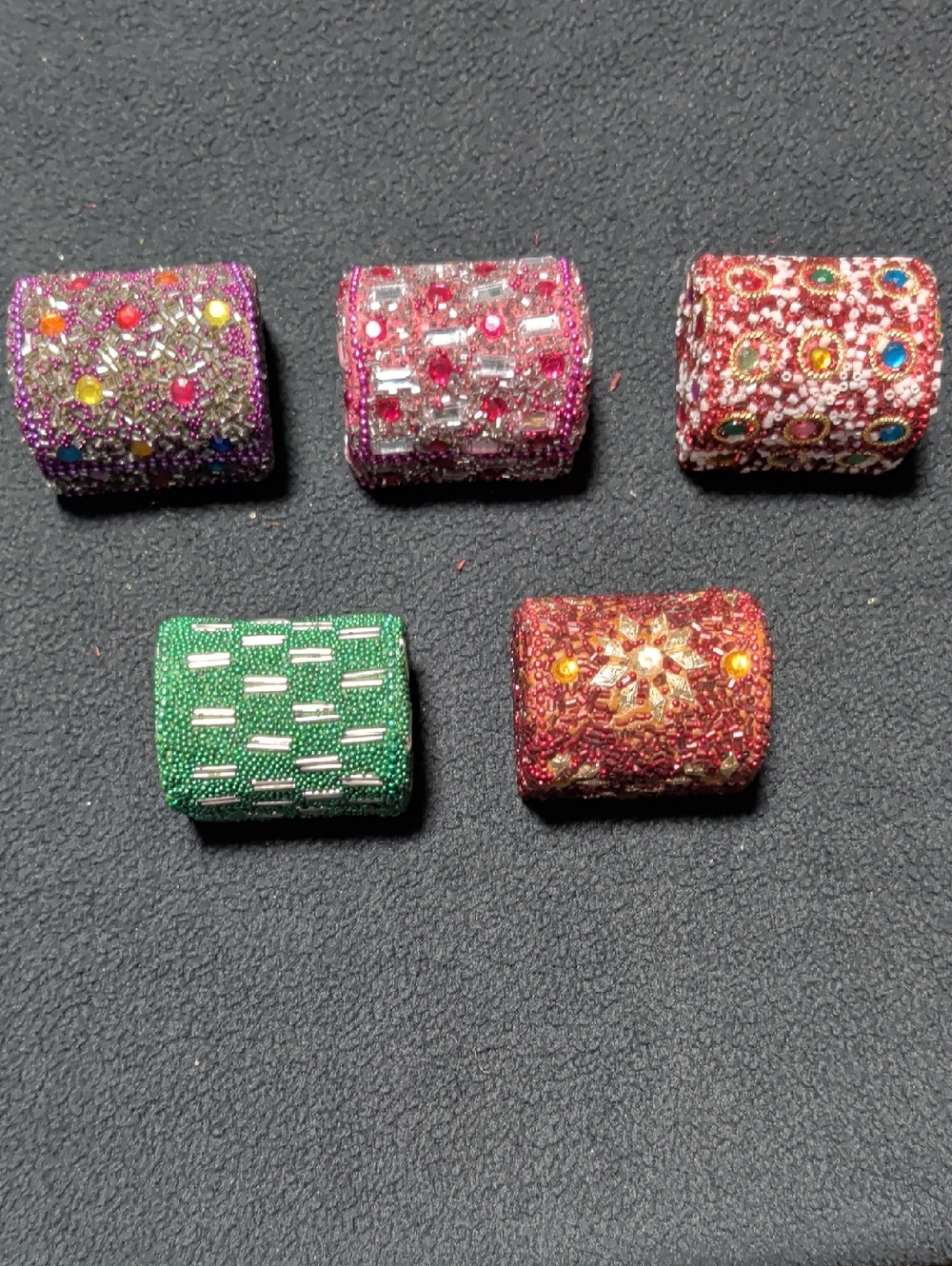 Beaded Barrel Boxes (Set of 5) NWOT